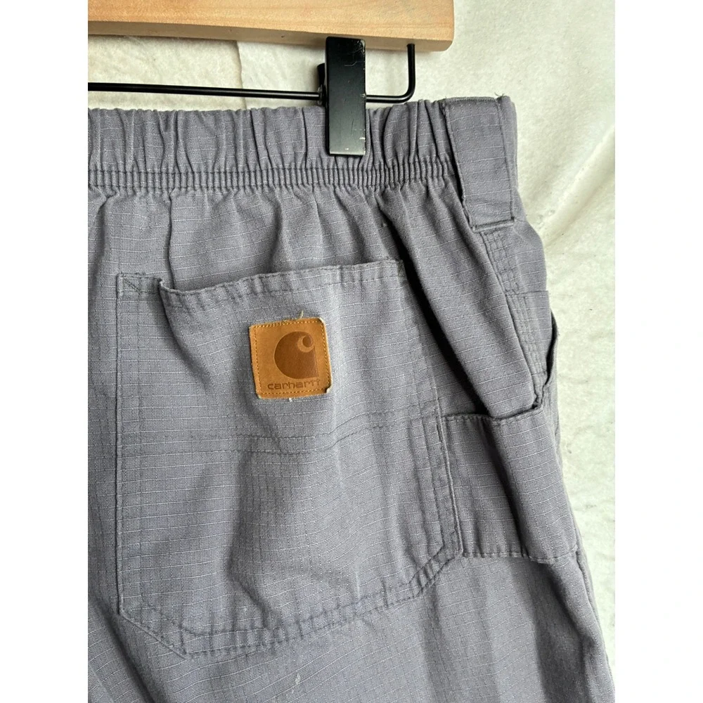 Carhartt Mens Grey Ripstop Cargo Work Pants Size Medium Elastic Waist Utility
